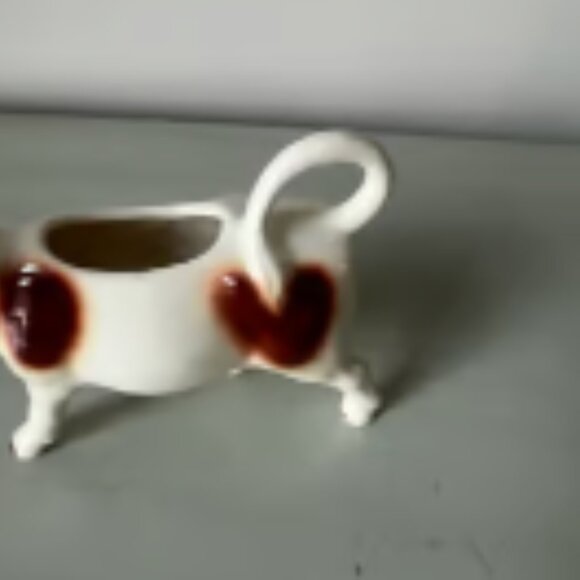 Vintage Goebel West Germany Brown and Cream Ceramic Mooing Cow Creamer - Picture 5 of 10